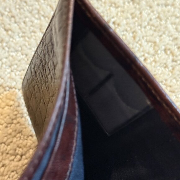 Dorsa Men's Leather Bifold Wallet Chocolate Brown Embossed Crocodile Alligator - Picture 12 of 13